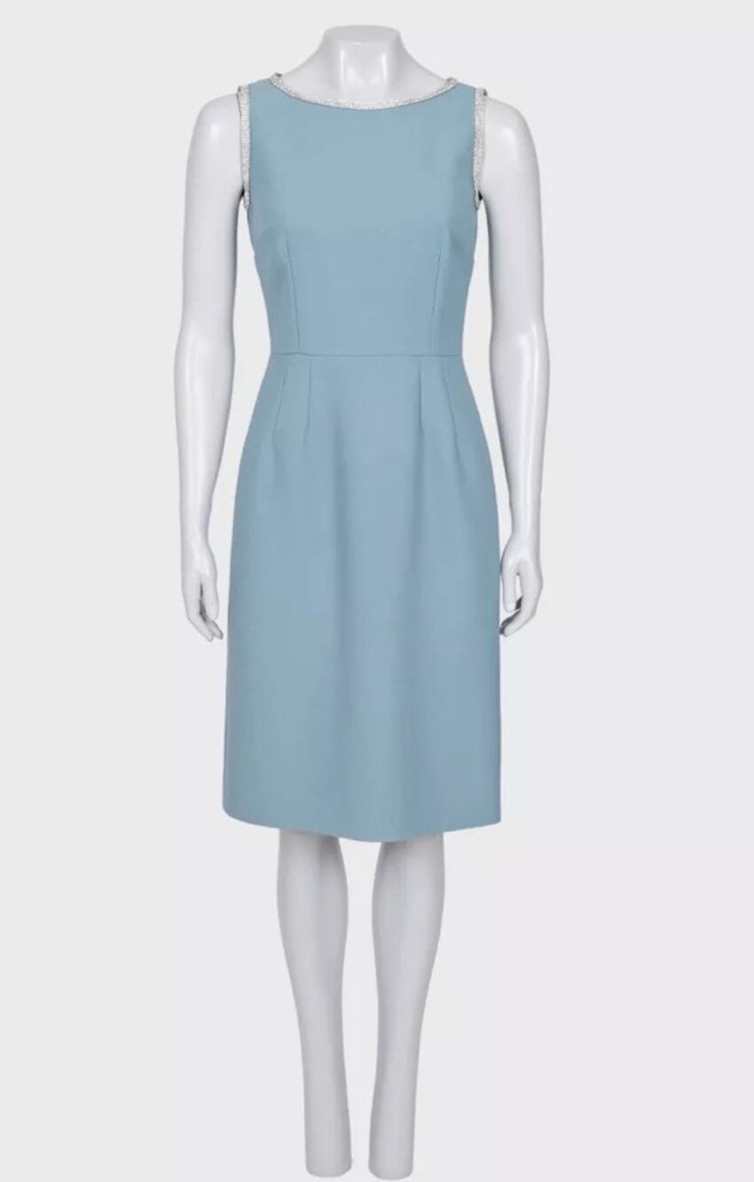 Dolce & Gabbana Blue Wool Crystal Embellished Dress Sz.40
